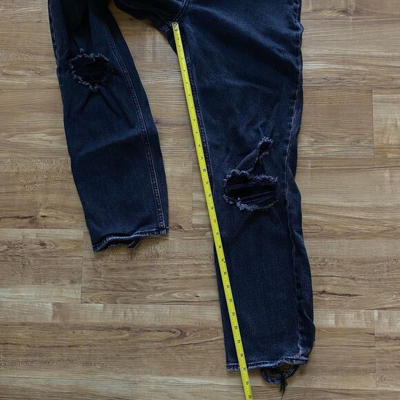 A&F 28 The Ankle Straight Ultra High Rise Black Distressed Curve Love Boho Jeans - Picture 12 of 16